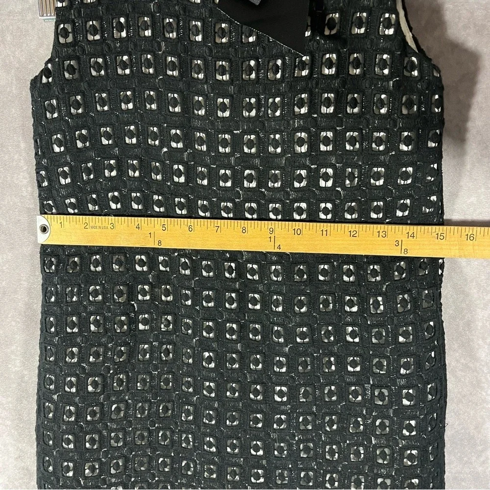 Kate Spade Eyelet Shift Dress Womens 10 Black White Bow Skirt the Rules Coquete